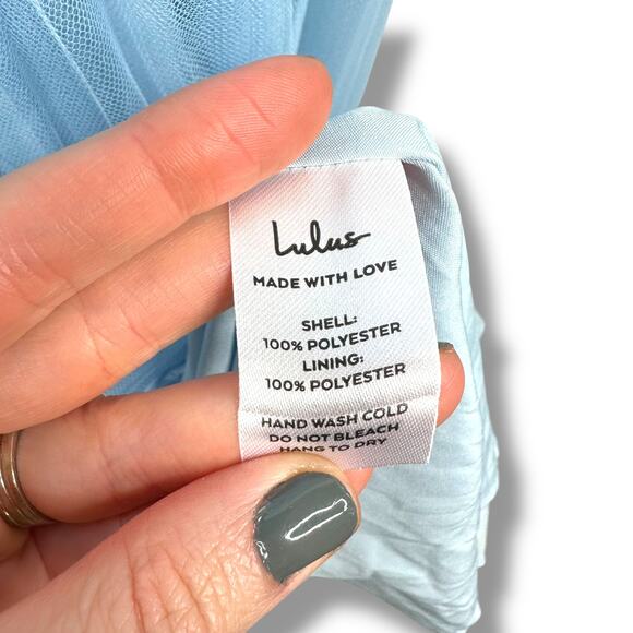 Lulus NWOT Exemplary Aura Light Blue Pleated Tulle Surplice Midi Dress Medium - Picture 10 of 10